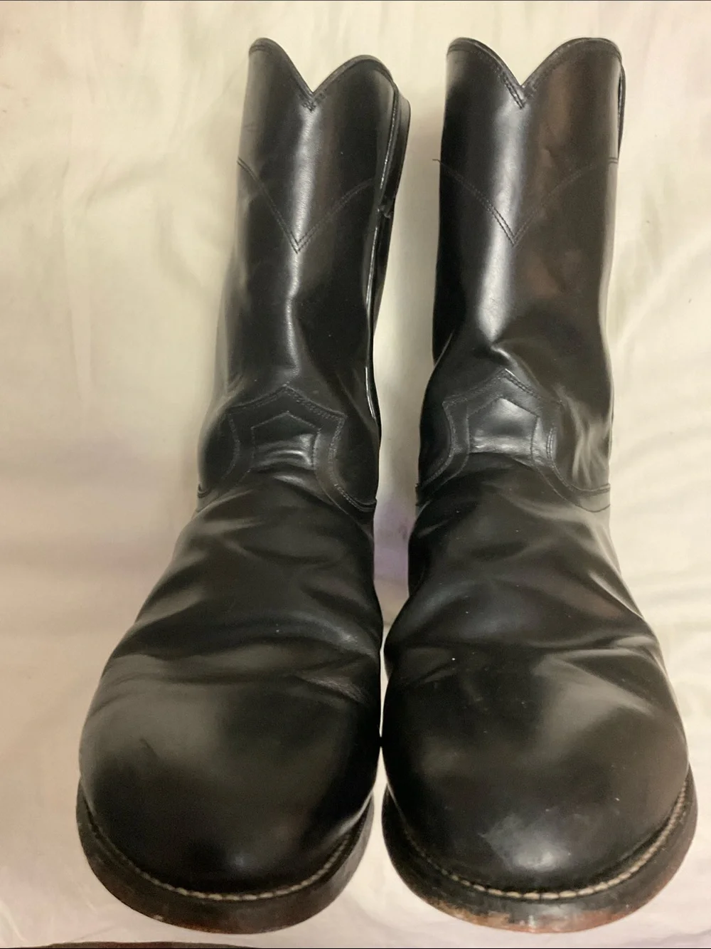 Justin Roper 3133 Boots Black Leather Western Boots 12 E3 Men’s